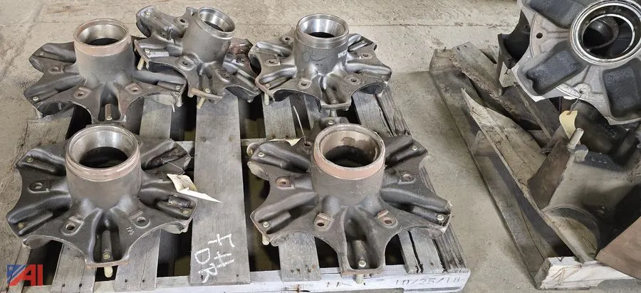 Pallet of (5) Cast Iron Volvo Wheel Hubs