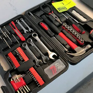 Cartman utility tool set. Includes claw hammer, needle-nose pliers, screwdrivers, combination wrenches, sockets, hex keys, precision screwdrivers, uti
