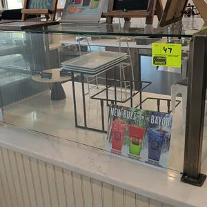 49" x 24" x 20" tall metal frame with glass insert sneeze guard, to be removed from countertop, counter does not sell