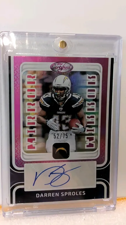 A Darren Sproles Signed Panini Certified Trading Card. (Panini, 2024) A Panini Certified Mirror Signatures card (No. MS-DSP) featuring San Diego Charg