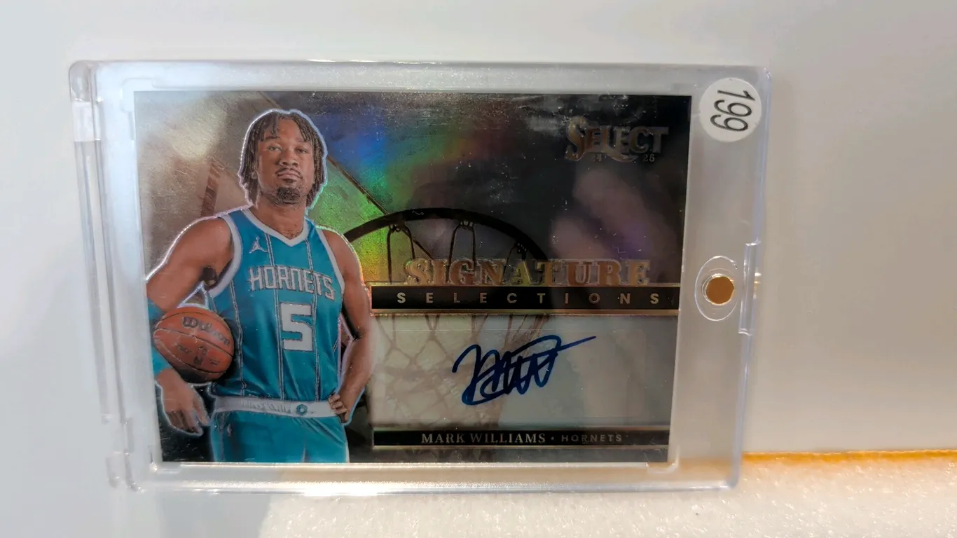 A Mark Williams Signed "Signature Selections" Trading Card. (Panini, 2024-25) A 2024-25 Panini Select Basketball Signature Selections Prizm card (No.