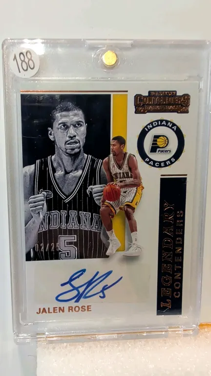 A Jalen Rose Signed 2019-20 Panini Contenders Card. (Panini, 2019-20) A Legendary Contenders card (No. LC-JRS) featuring Jalen Rose of the Indiana Pac