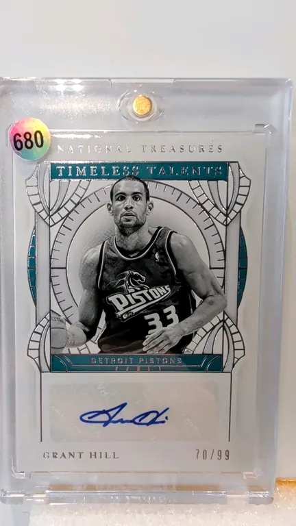 A Grant Hill Autographed "Timeless Talents" Basketball Card. (Panini, 2020-21) A Panini National Treasures "Timeless Talents" card featuring Detroit P