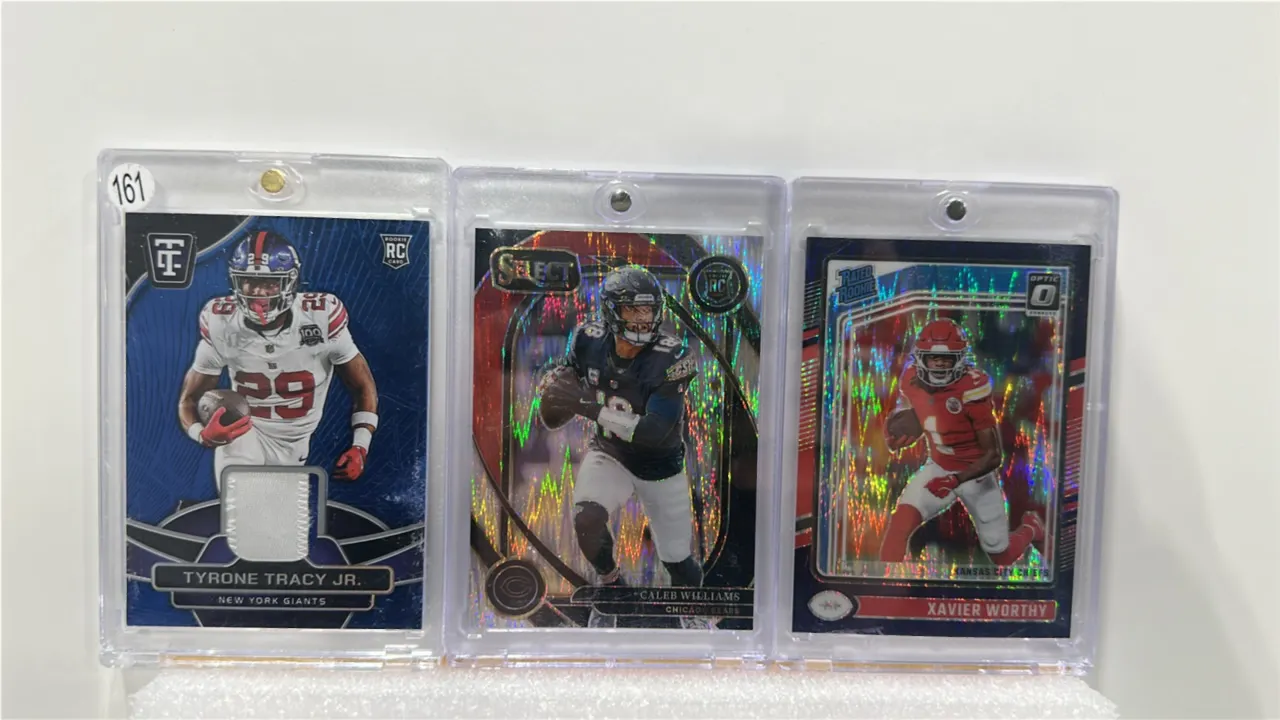 A Collection of 2024 Panini NFL Football Rookie Cards. (Panini, 2024) Includes a Tyrone Tracy Jr. Totally Certified jersey relic card numbered 72/75,