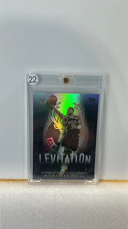 A 2025 Topps Levitation Giannis Antetokounmpo Basketball Card. (Topps, 2025) A Topps Levitation #L-5 insert card featuring Milwaukee Bucks forward Gia