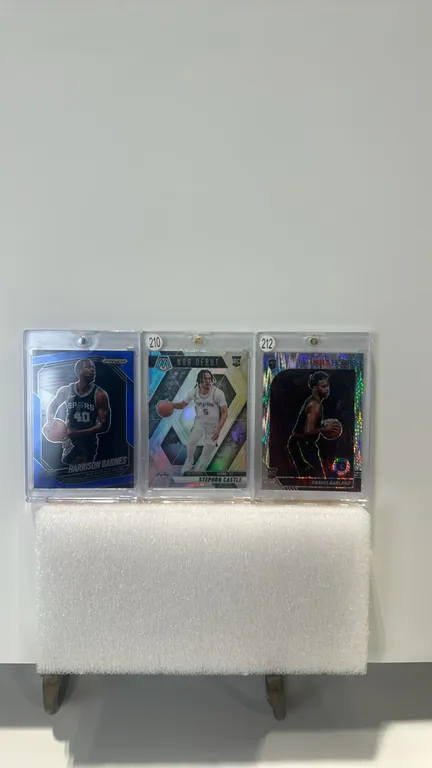 A Collection of (3) Panini NBA Basketball Cards. (Panini, 2019-2025) Includes 2024-25 Prizm Black Harrison Barnes #85 (numbered 178/199), 2024-25 Mosa