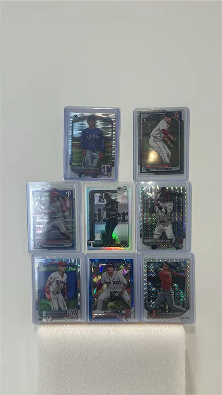 A Collection of Bowman Chrome Baseball Cards. (Bowman, 2020s) An 8-card prospect collection with refractor finishes. Includes numbered cards of Elorky