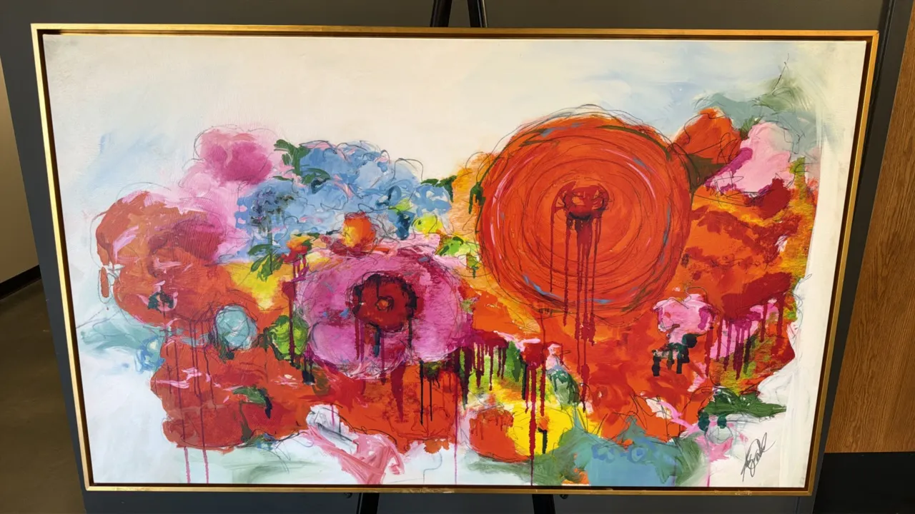 A "Bouquet I" Mixed Media Painting. (K. Bako, 2016) An acrylic and mixed media painting on canvas featuring hand-embellished textures, signed by the a