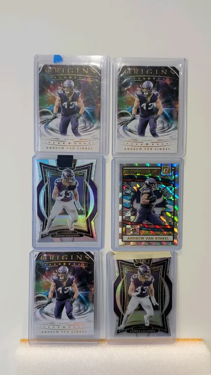 A Collection of Andrew Van Ginkel Football Cards. (Panini, 2024-2025) A 6-card lot featuring Andrew Van Ginkel with the Minnesota Vikings. Includes (3