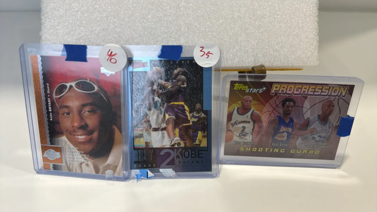 A Collection of (3) Kobe Bryant Basketball Trading Cards. (Upper Deck/Topps, 2000-2001) A lot of three trading cards including 2000-01 Upper Deck #58,