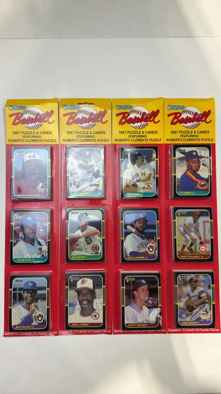 A Collection of 1987 Donruss Baseball Puzzle & Cards Sealed Packs. (Donruss, 1987) A set of (4) unopened blister/rack packs, each containing 75 cards