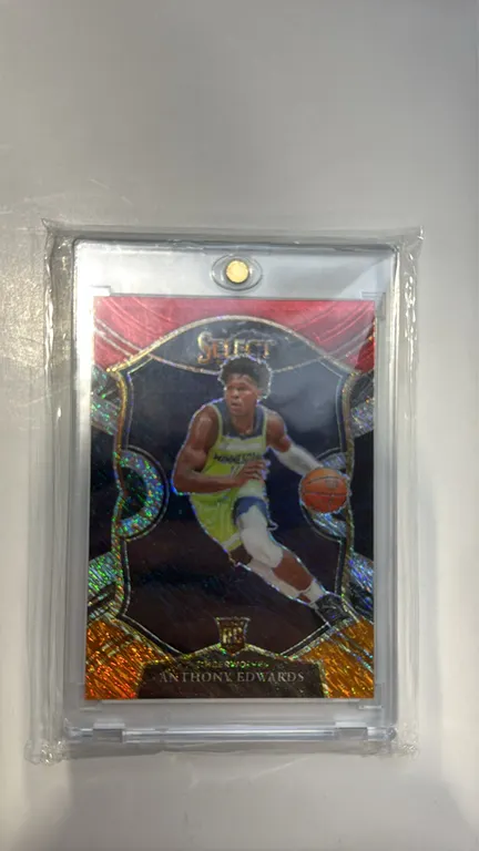 An Anthony Edwards Panini Select Rookie Card. (Panini, 2020-21) Card No. 61 from the Select Concourse set, featuring Anthony Edwards of the Minnesota