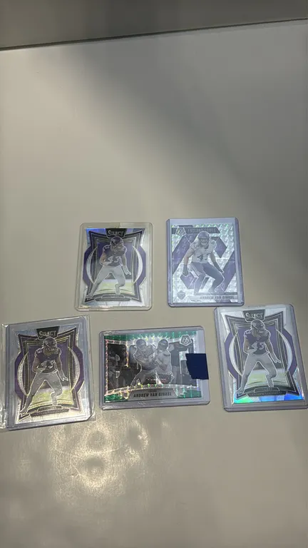 A Collection of Andrew Van Ginkel Minnesota Vikings Football Cards. (Panini, 2024-2025) Includes (3) 2024 Select Concourse No. 6 die-cut cards, (1) 20