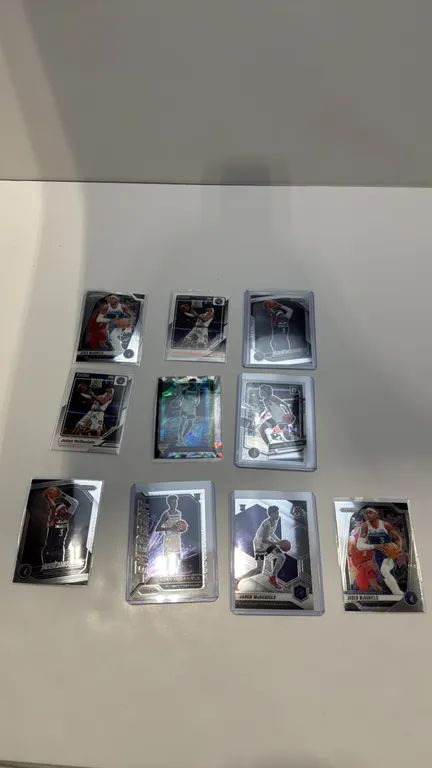 A Collection of (10) Jaden McDaniels Basketball Cards. (Panini, 2020-2025) A 10-card lot featuring Minnesota Timberwolves player Jaden McDaniels acros