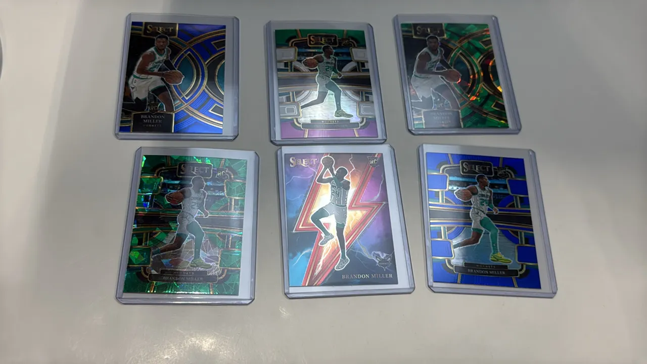 A Collection of Brandon Miller Rookie Cards. (Panini, 2023-24) A set of (6) Panini Select basketball rookie cards including No. 80 Concourse (Blue and