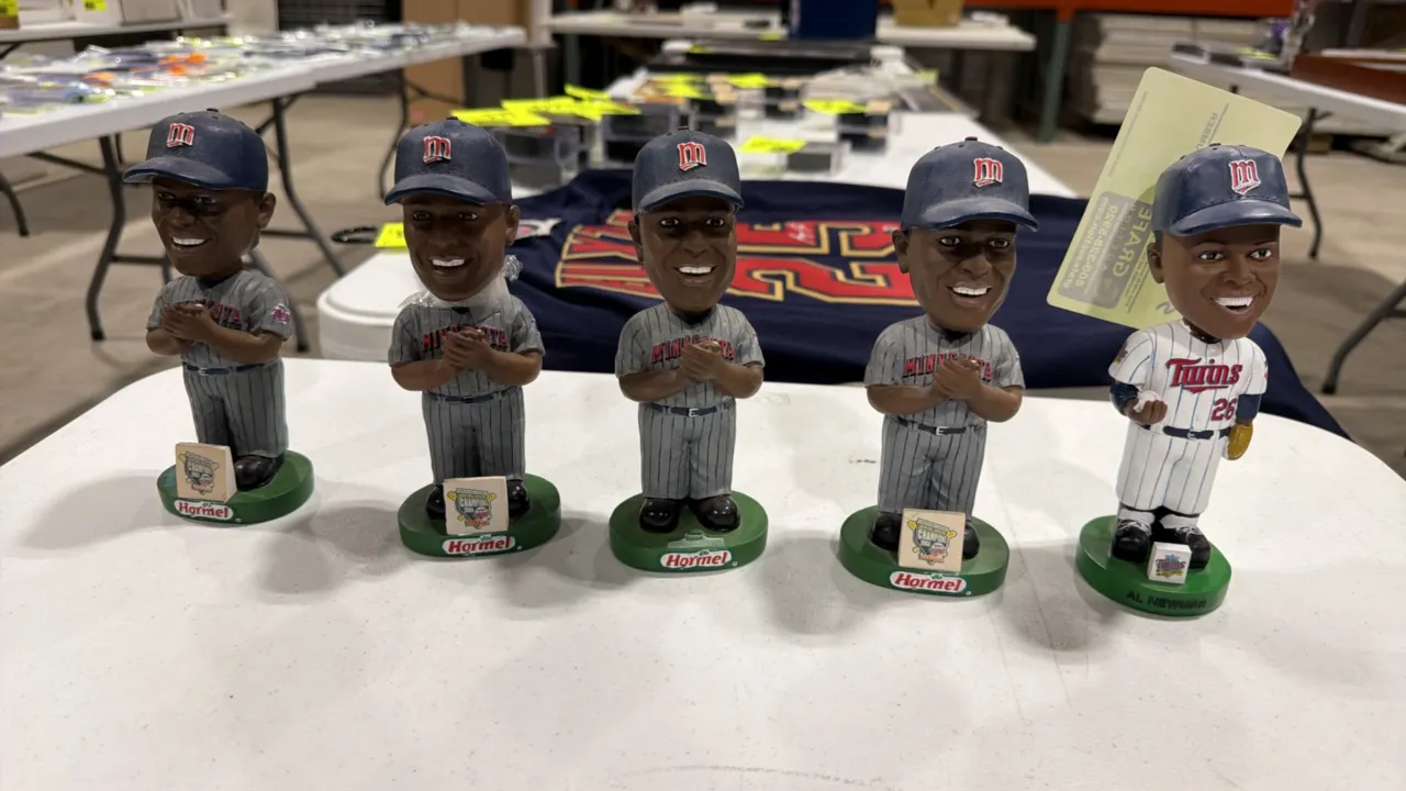 A Collection of Al Newman Minnesota Twins Bobbleheads. (Minnesota Twins/Hormel, 2003) A collection of Al Newman bobblehead figures, featuring (4) grey