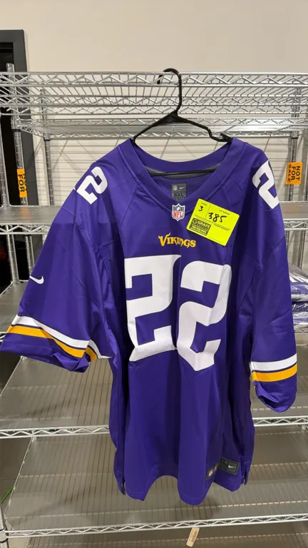 Nike NFL On Field Harrison Smith #22 Minnesota Vikings football jerseys. Size: 5XL. Features purple fabric with name and numbers, Nike swoosh logos on