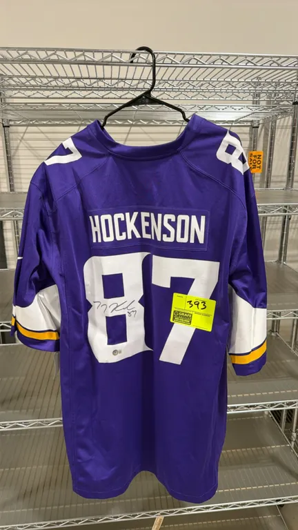 A T.J. Hockenson Signed Minnesota Vikings Jersey. (Nike) A Nike on-field style Minnesota Vikings jersey signed by tight end T.J. Hockenson on the reve