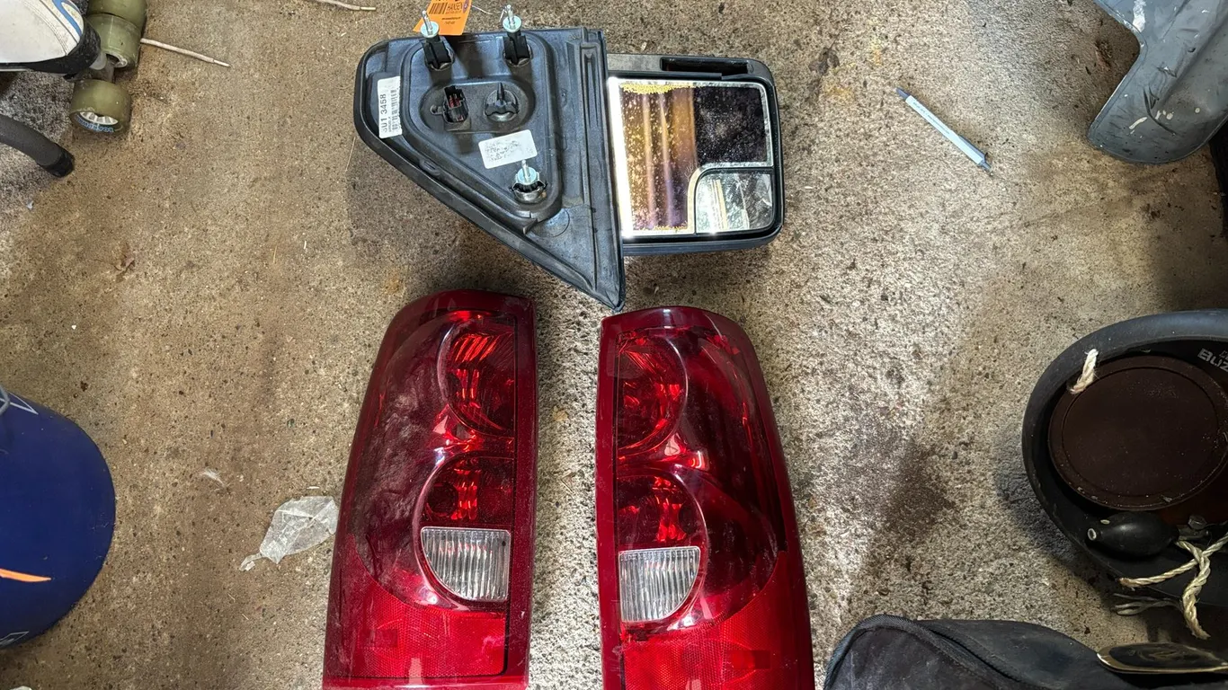Truck Rear Taillights and Drivers Side Mirror
