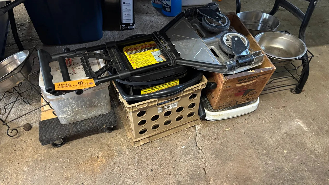 Assortment of Items Under Table and More