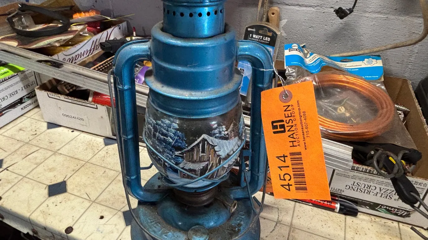 Vintage Dietz Lantern with Painted Scene