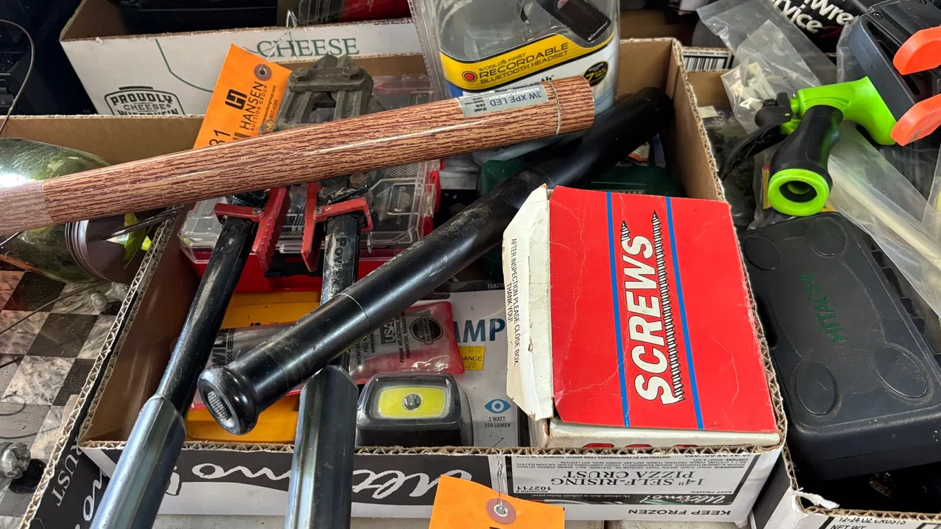 Baseball Bat, Flashlights, Bits, Screws, and More