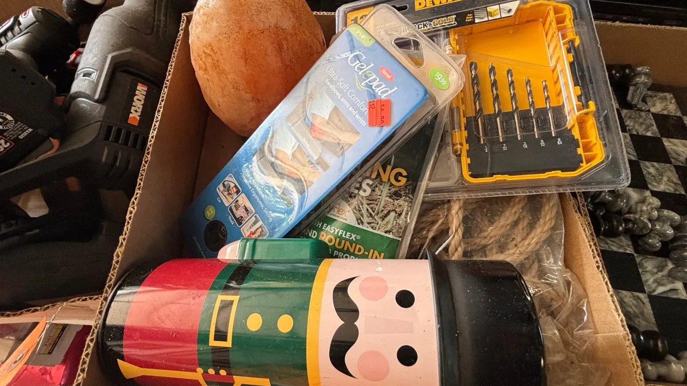 New DeWalt (13) Piece Drill Bit Set, New Tent Stakes, and (3) Jar Lanterns