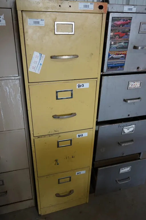 4 Drawer Metal File Cabinet & Contents of Lower 3 Drawers Only