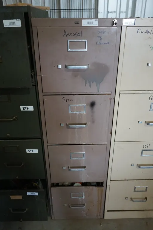 4 Drawer Metal File Cabinet & Contents