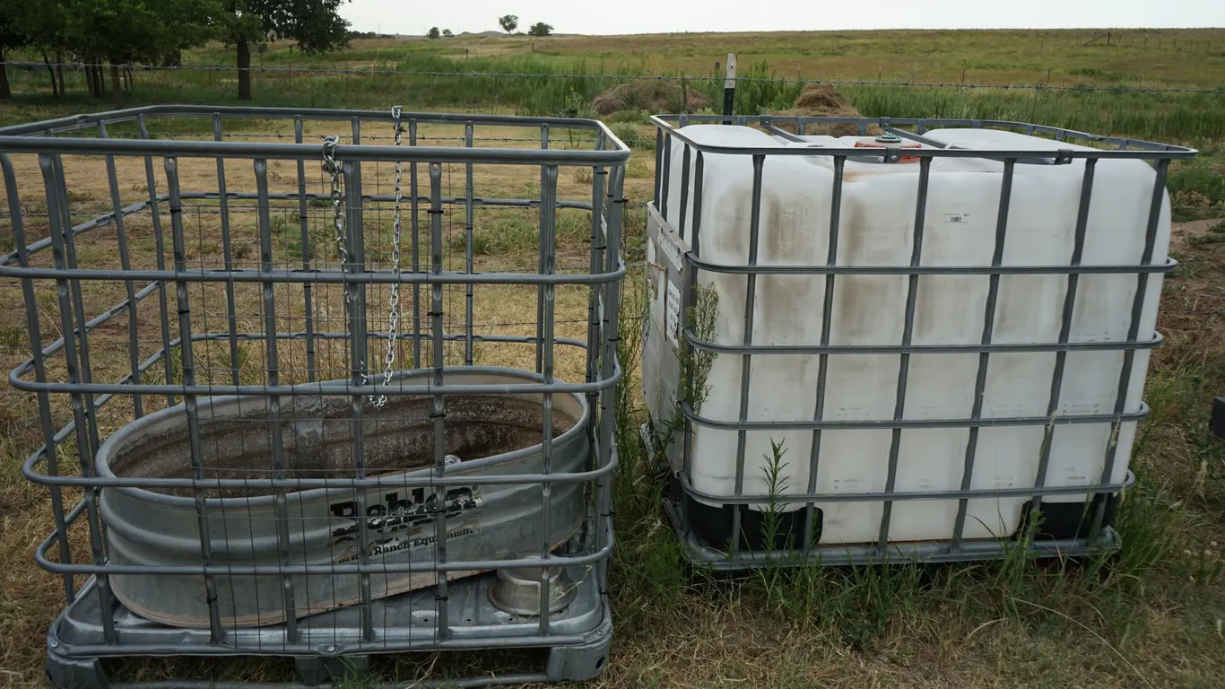 225 Gallon Tote and 2' x 46" Galvanized Trough