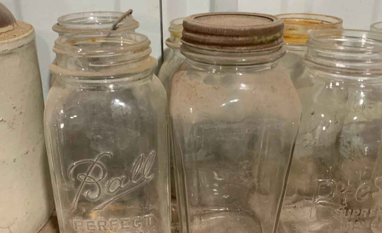 Misc. Mason Jars w/ Stoneware Jug