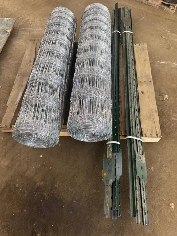 NEW (2) ROLLS OF 330 FEET X 4 FT FIELD FENCE and (10) 7FT STEEL FENCE POSTS