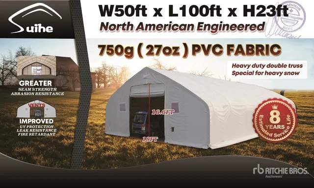 2026 Suihe S5010023DP-750gPVC 100 ft x 50 ft x 23 ft Storage Building (Unused)