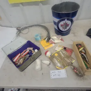 Fishing Lures and Tackle Box with Sinkers, Floats, Wire Leaders