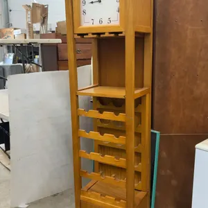 Oak Ducks Unlimited Floor Clock with Wine and Glass Rack and Lower Storage Cabinet