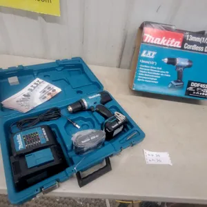 New Makita LXT 13mm (1/2”) Cordless Driver Drill DDF453SYE, Charger, 2 Batteries, and Case
