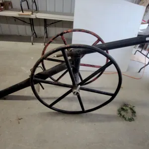 Decorative Metal Cannon with Two Wheels, 7' Long, Yard Art