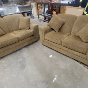 Pair of Upholstered La-Z-Boy Loveseats with Throw Pillows, 64”