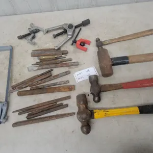 Assorted Hand Tools: Hacksaw, 5 Ball-Peen Hammers, Chisels and Punches, 2 Pullers