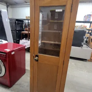M.T.S. 1920s Oak Phone Booth with Door and Glass, 84”×27”×27”