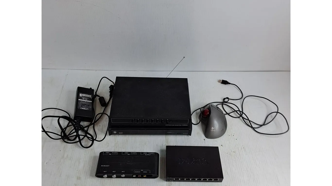 Shaw Direct Receiver, AV Selectors, D-Link, Logitech Ergo Mouse - All Untested, As is
