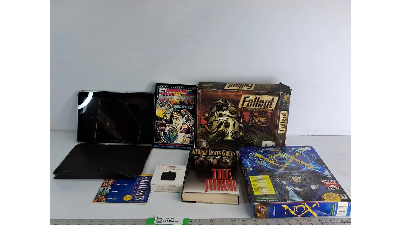 Samsung Tablet As Is, Empty Game Boxes, Books- The Juror, Awesome Sega Genesis Secrets