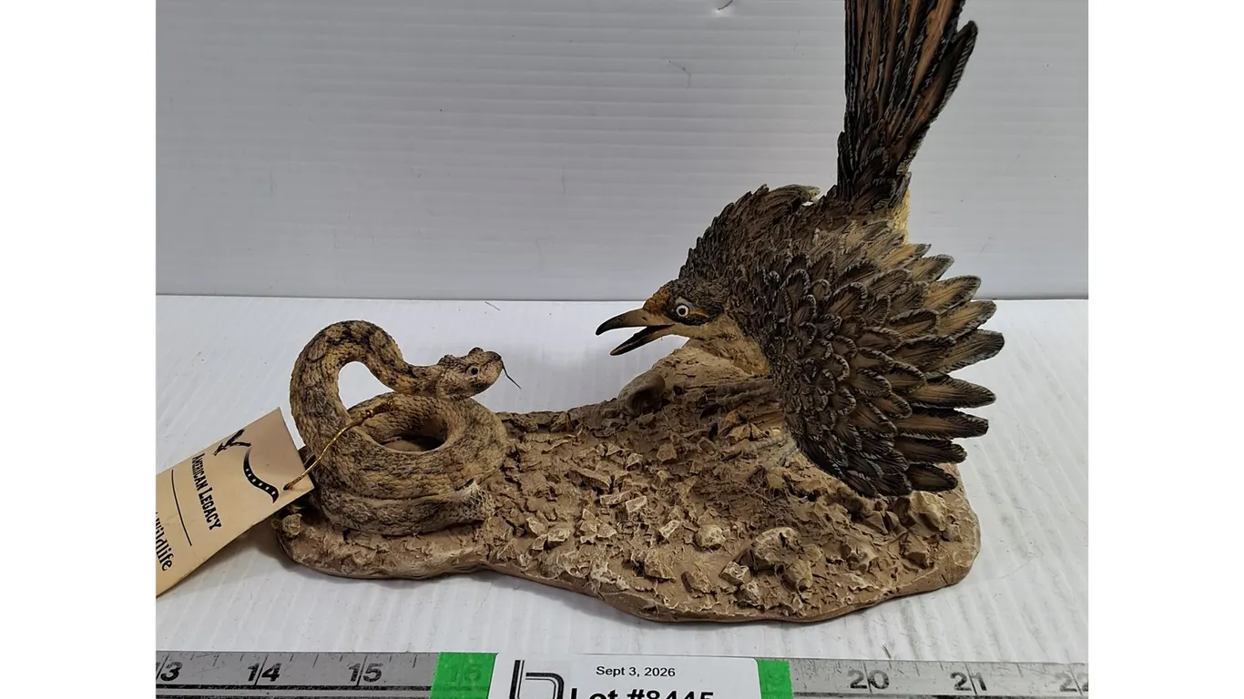 Resin Sculpture-Roadrunner vs. Rattlesnake-8" long-small chip