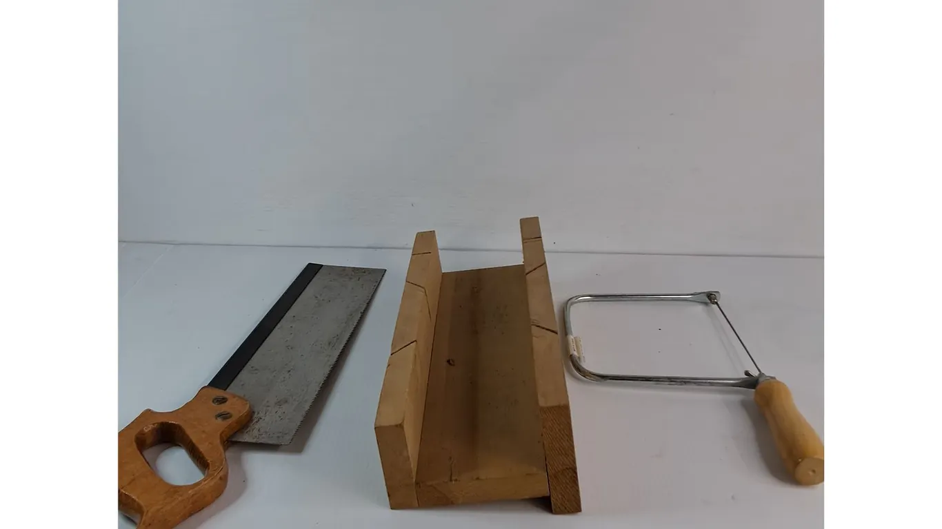 Wooden Mitre Box, Backsaw, Coping Saw