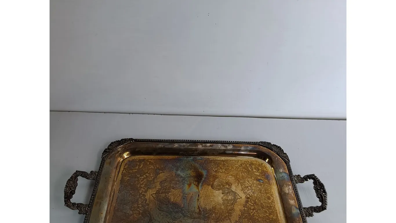 Silver Plated Tray with Floral Engravings