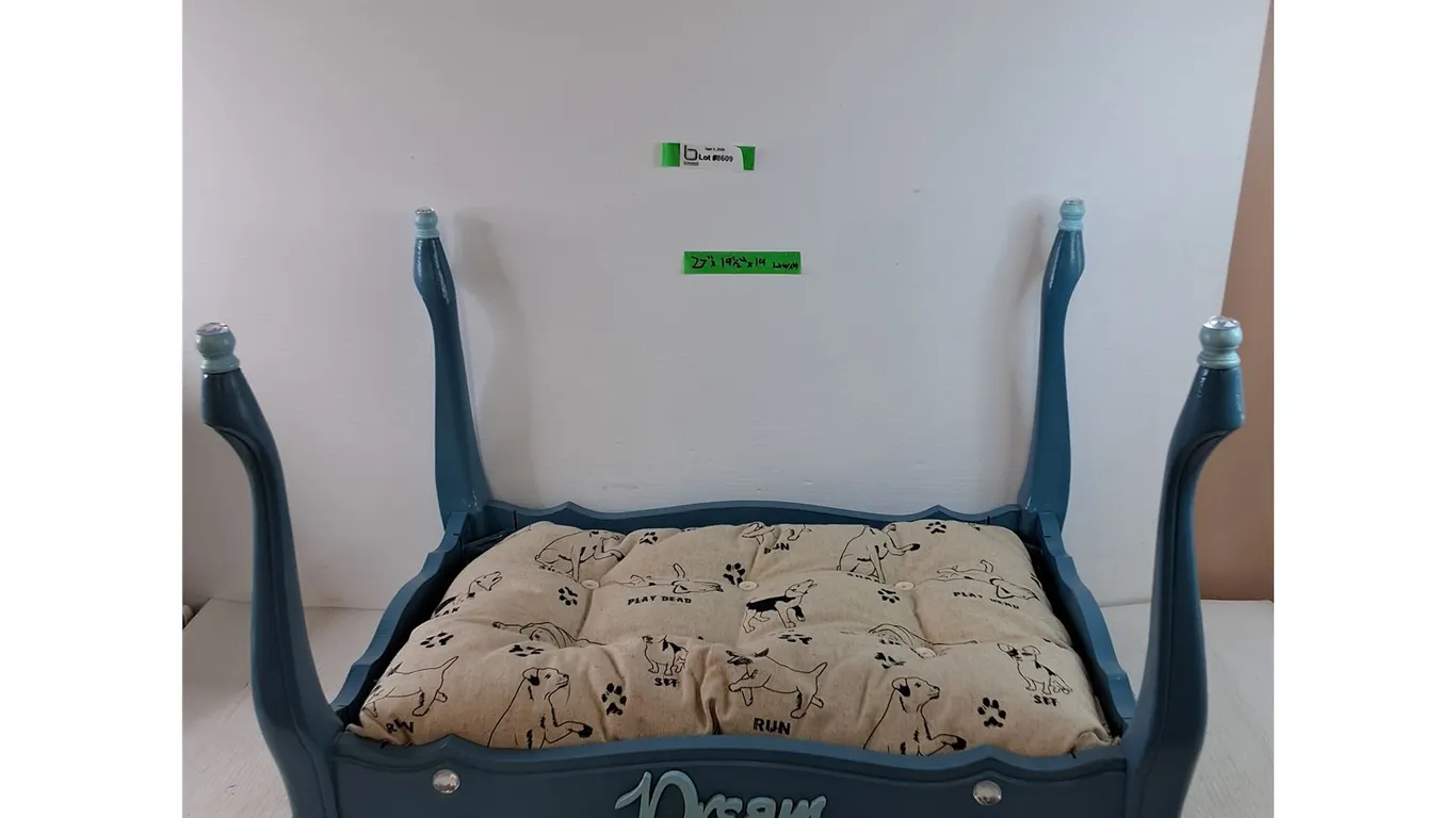 Blue Dog Bed Small Repurposed End Table As-Is No Shipping