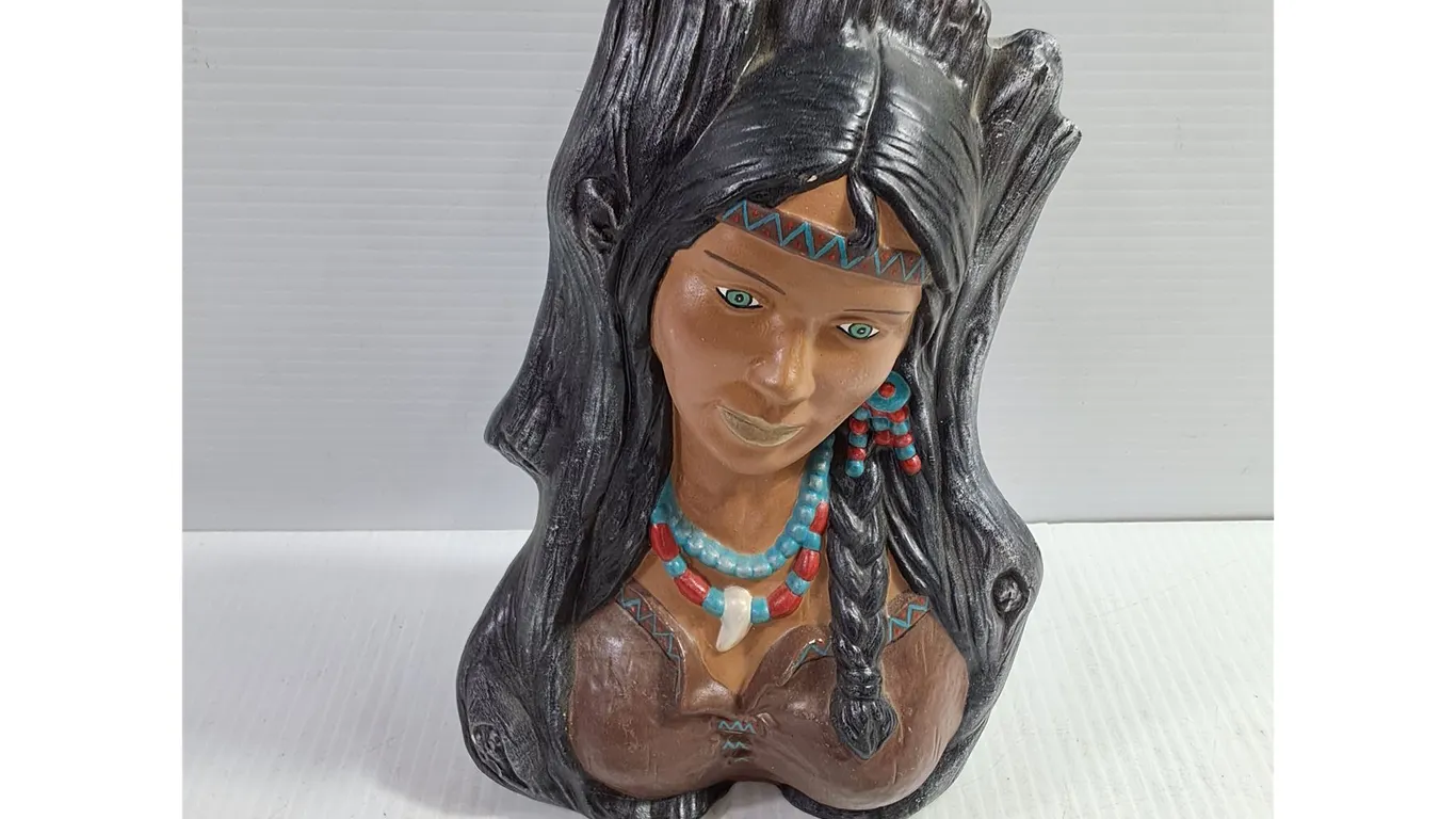 Vintage Ceramic Decor of Native American Woman