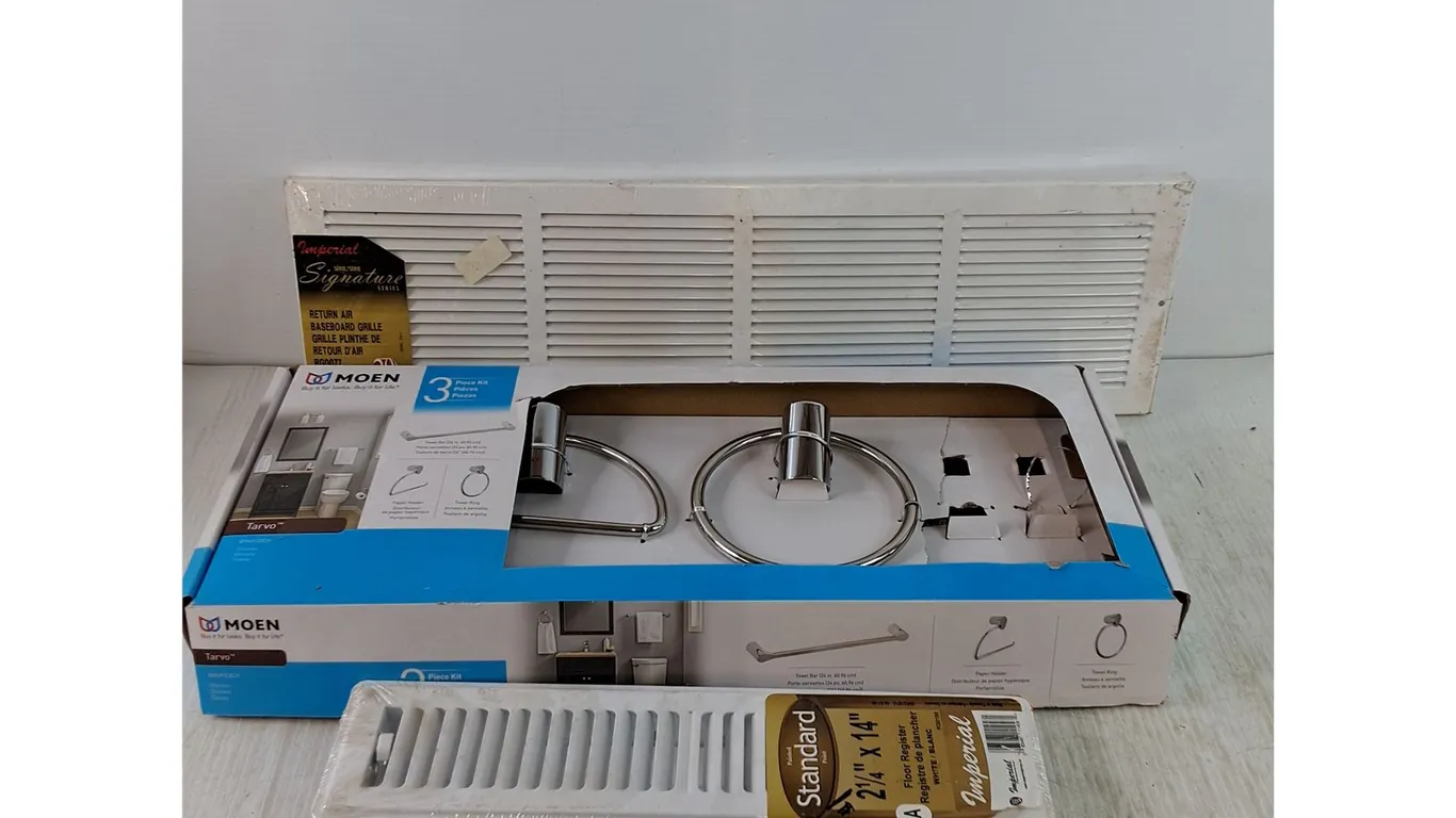 3 Piece Kit for Bathrooms As-Is, (2) Floor Register, Baseboard Grille