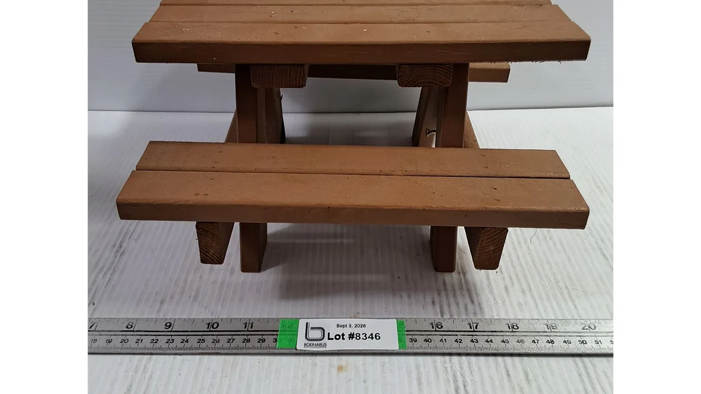 (10 Handmade Miniature Wooden Picnic Table-11"x12"