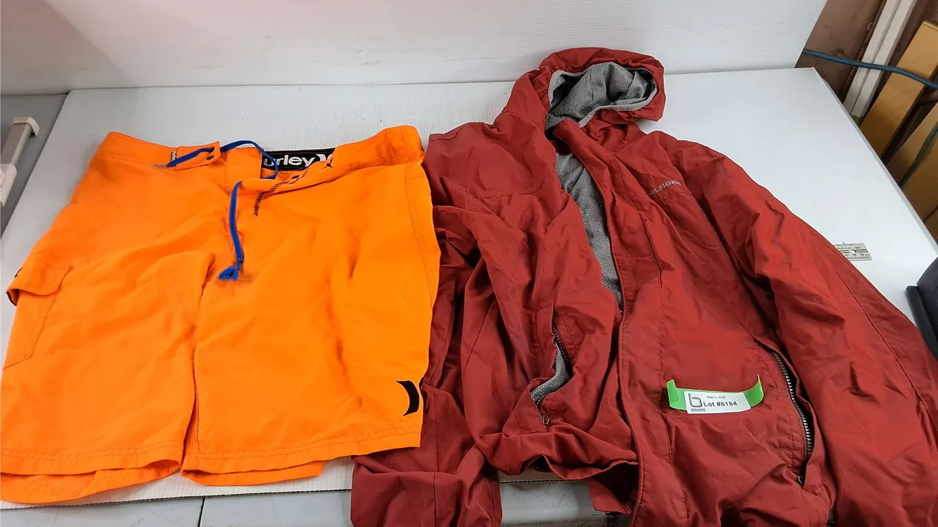 Hilfiger Jacket - Size M, Hurley Shorts - Size M